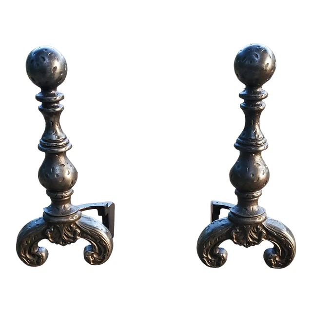 Vintage Brass Fireplace Andirons Antique Fireplace Accessories
