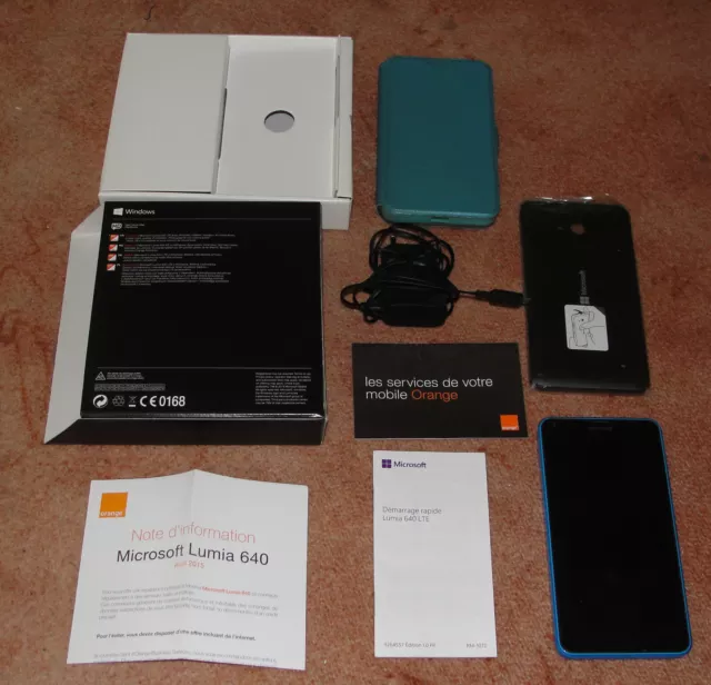 Microsoft Lumia 640 mobile bleu simlocké Orange avec boîte d'origine accessoires 3
