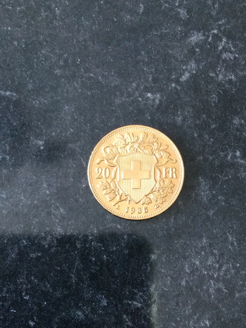 Pièce de 20 francs Suisse en Or « Franc Vreneli et tête d’Helvetia » 1935