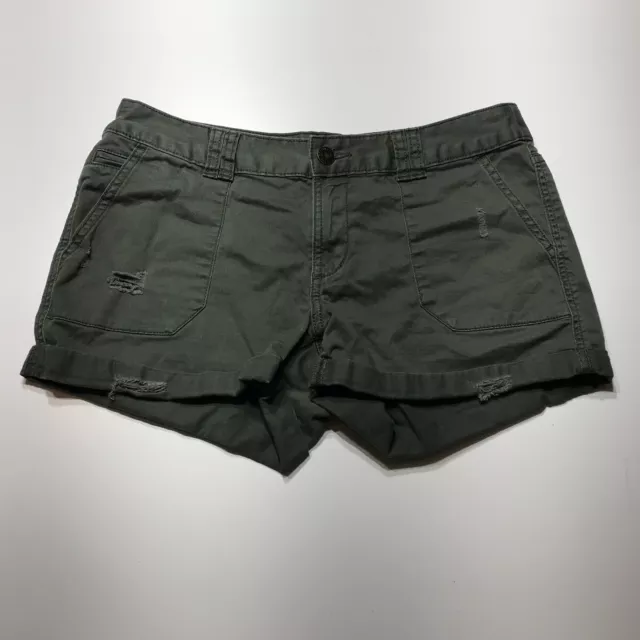Mossimo Supply Co. Shorts Womens Size 2 Mid Rise Distressed Rolled Cuff Green