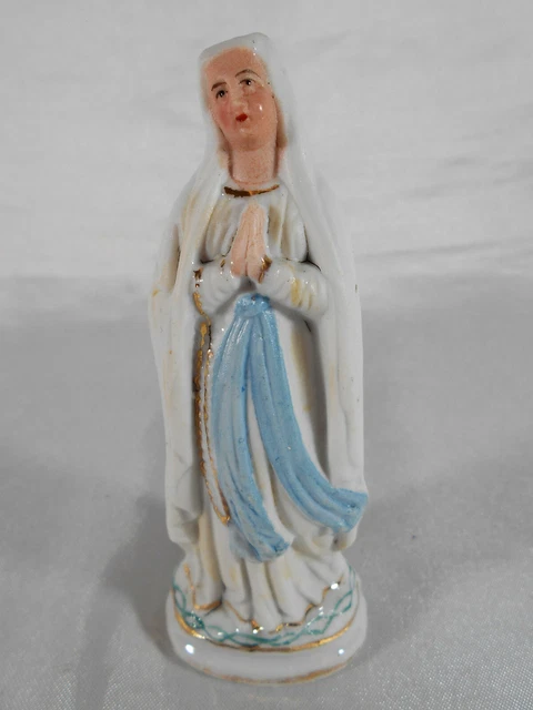 FIGURINE / STATUETTE 10,5 Cm " VIERGE MARIE " EN PORCELAINE / BISCUIT