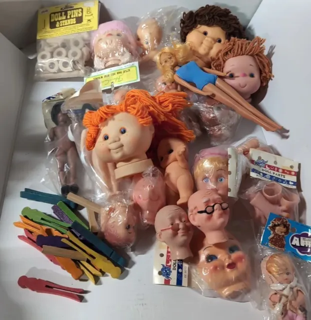 Lot of Vintage Doll Making Supplies Parts Head Craft Supply Parts