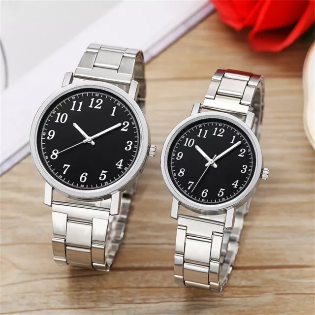 Men Women Couples Luxury Stainless Steel Watch Quartz Digital Bracelet Watches