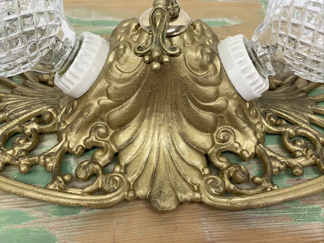 Antique Vtg Art Deco Victorian Flush Mount Ceiling or Wall Fixture 2 Bulb Vanity 15