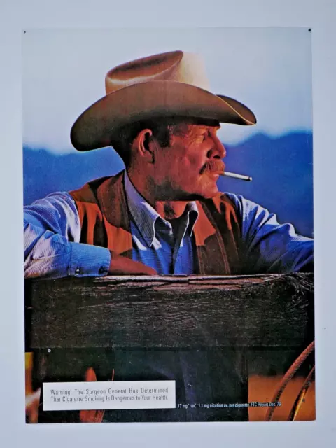 Marlboro Man Cowboy Leaning On Fence Vintage 1980 Original Print Ad 8.5 x 11