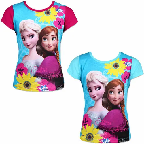 T-shirt Disney 100% cotone ""Frozen"" stampata a maniche corte 3-8 anni
