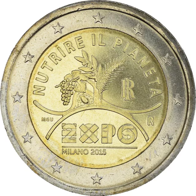 [#372930] Italien, 2 Euro, EXPO MILANO 2015, 2015, UNZ+, Bi-Metallic, KM:New