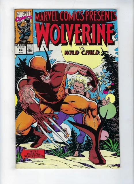 MARVEL COMICS PRESENTS # 52 - WOLVERINE vs. WILD CHILD, HULK and more..1990 VF