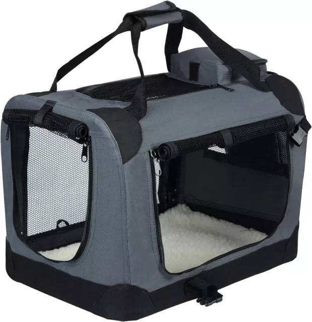 Faltbar Hundetransportbox XXL Grau Hundebox Reisebox 102x69x69cm Hunde Auto 0135