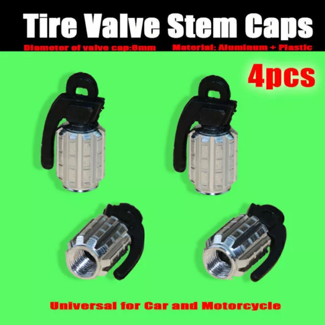 4x Grenade Exterior Wheel Tyre Tire Valve Stem Air Dust Cover Cap Fit For Harley