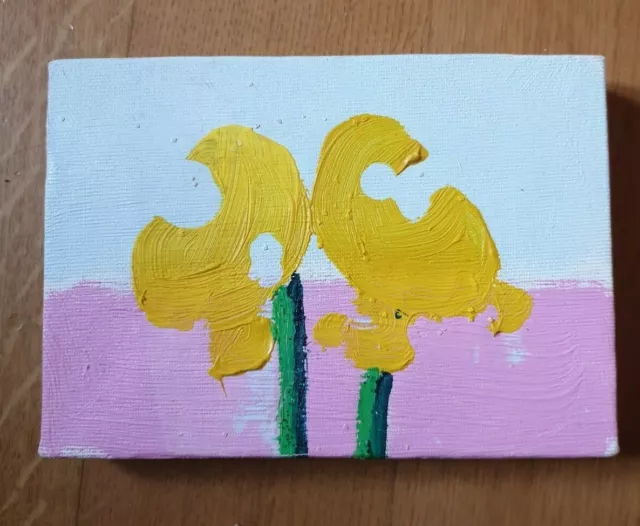 Quadro moderno dipinto a mano su tela fiori  con tempera acrilica