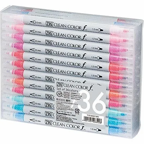 KURETAKE ZIG CLEAN COLOR f TCS-6000T Twin Tip Marker Pen set of 36colors NEW F/S