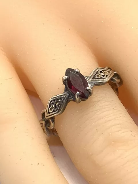 VTG RJ Graziano For Avon Sterling Silver Marquise Garnet Ring Size 7