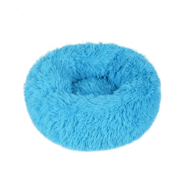 Super Fluffy Donut Pet Dog Cat Plush Bed Warm Soft Calming Bed Sleeping Nest