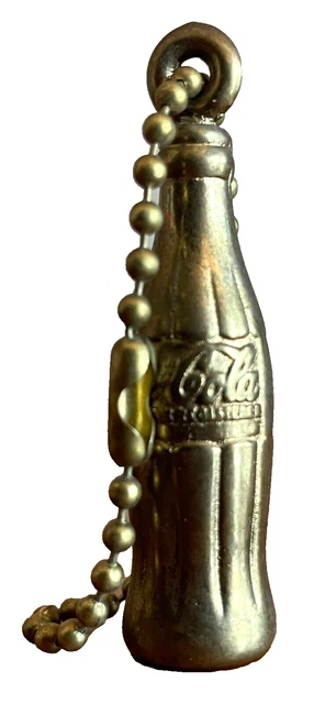 Vtg 1936 Brass Coca Cola Bottle Keychain 50th Anniversary Coke Pendant Ornament