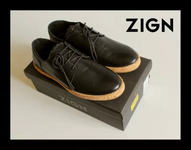 ZIGN Scarpe pelle Primavera Estate NUOVE 44, Leather black shoes summer NEW cork