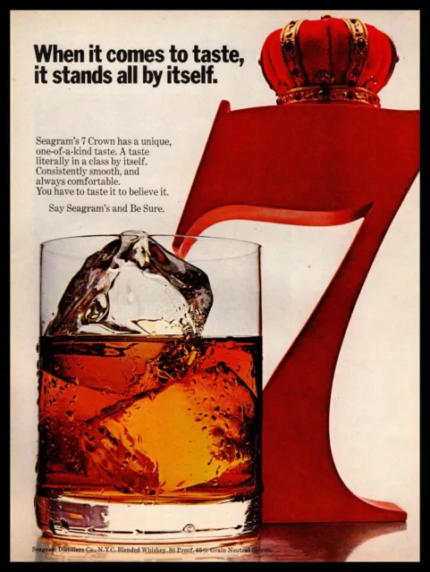 1970 Seagram's 7 Crown 86 Proof American Blended Whisky Vintage Seven Print Ad