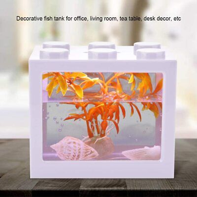 USB Mini Fish Tank Aquarium LED Betta Aquarium Office Desktop Decor US