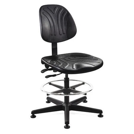 Bevco 7501D Polyurethane Task Chair, 21" To 31", No Arms, Black