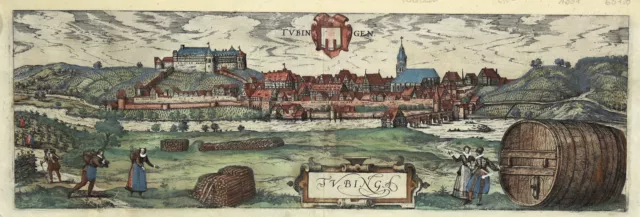 Tübingen Gesamtansicht Original Kupferstich Braun Hogenberg 1588