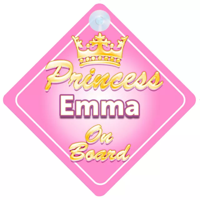 Crown Princess Emma On Board Personalised Baby Girl Car Sign