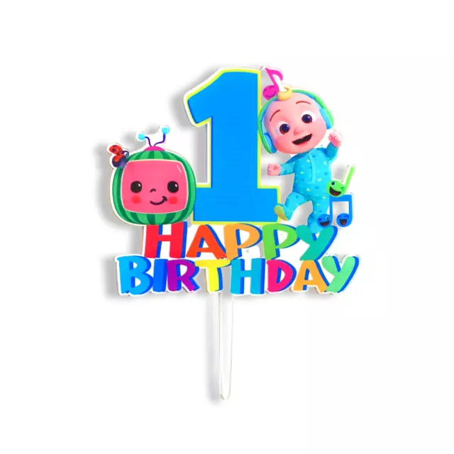 Acrylic Cake Topper Cocomelon 1st Happy Birthday Design Children Kids Party Deco