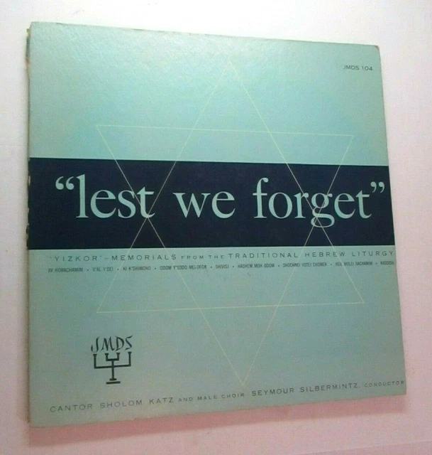 LP Vinyl Record Vintage Yizkor JMDS 104 Katz Silbermintz Hebrew Lest We Forget