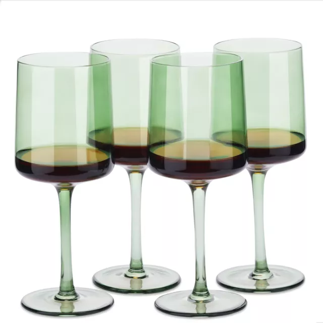 Copas de vino cuadradas - Set de 4x copa de vino de cristal verde - Copas vino