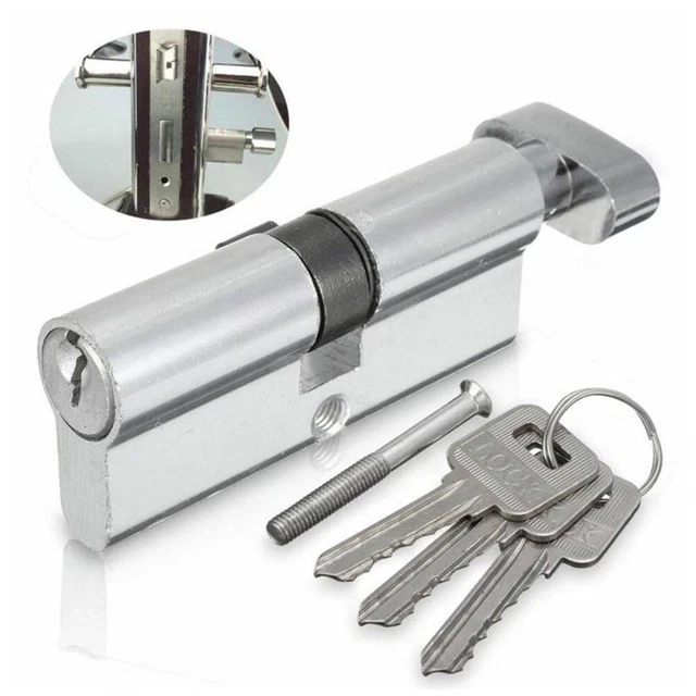 Cilindro de giro de pulgar Euro Barril Puerta Cerradura UPVC Anti Pick 35/35 + Kit de 3 Llaves