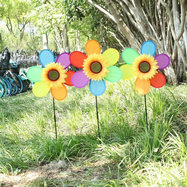 Stake Wind Spinner Flower Spinners Outdoor Sunflower Windmill For Kids|Children