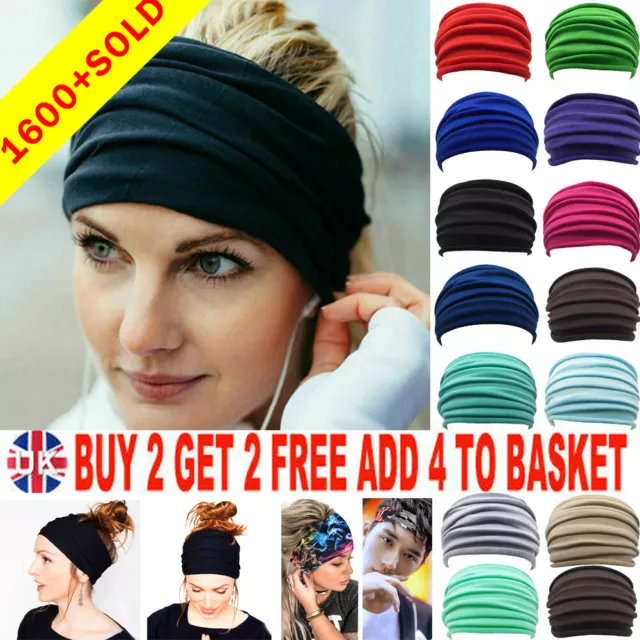 ❤️ Donna Yoga Largo Fascia Elastico Piegato per Capelli SPORTS Turbante