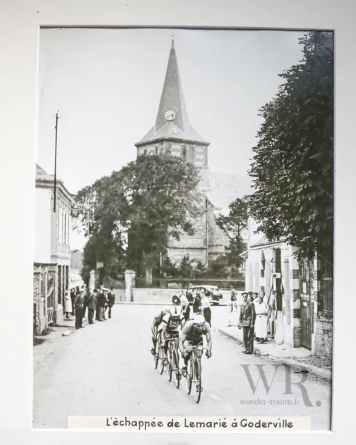 TOUR DE FRANCE 1937 - Grande Photo de presse 30x40cm - GODERVILLE (76) - LEMARIE