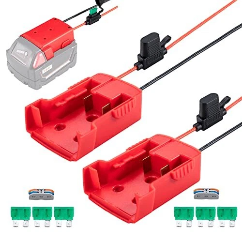 2 Pack Power Wheels Adaptor for Milwaukee M18 18v Dock Power Connector 12 Gauge