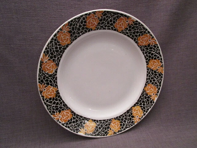 Plat art-déco ancien en faïence de Sarreguemines,modèle Raincy