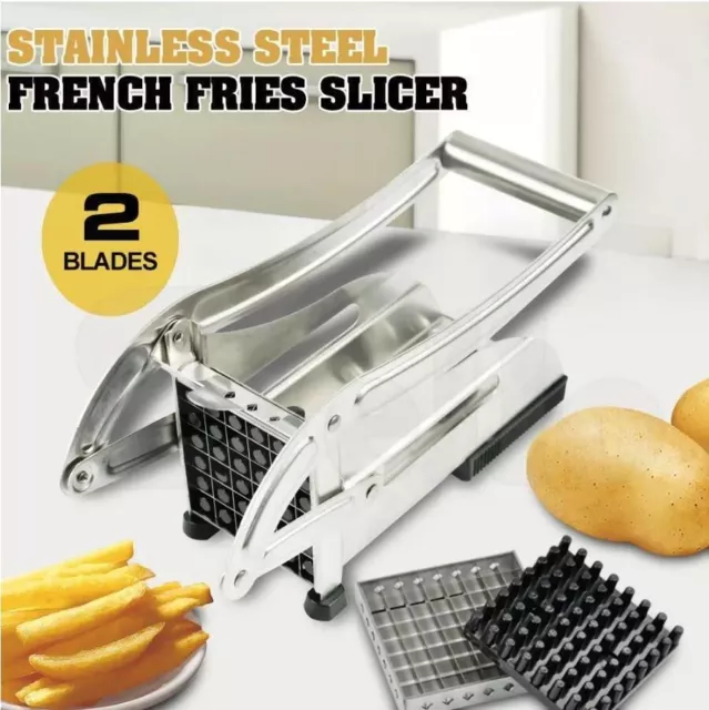 Potato Chipper Chip Chopper Cutter Slicer Maker & 2 Steel Edges French Fries UK
