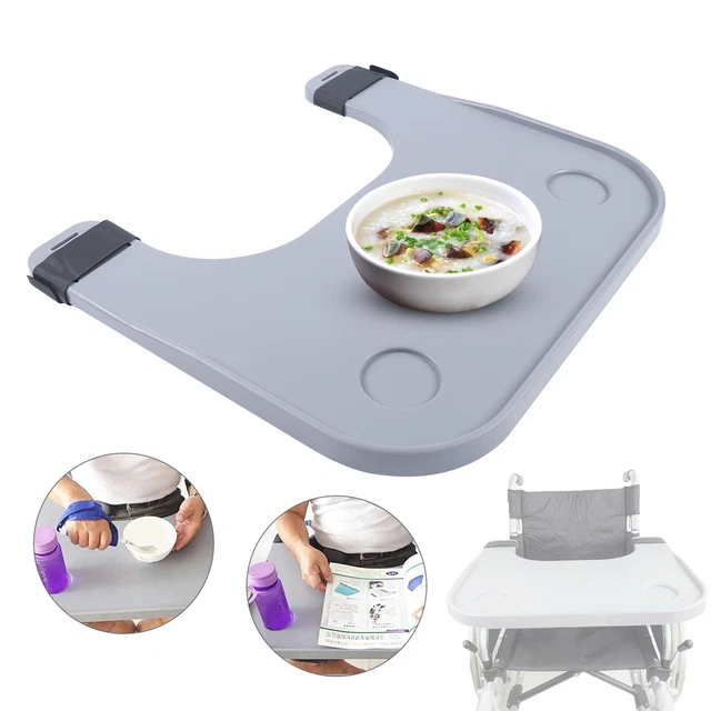 Sedia a rotelle vassoio tavolo per terapia tavolo da pranzo tavolo per sedia a rotelle rimovibile grigio NUOVO