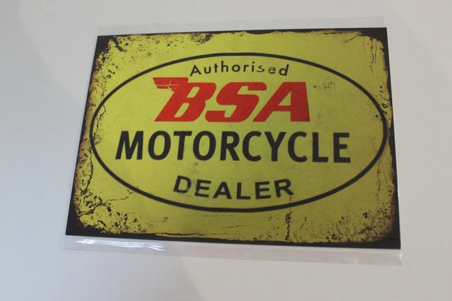 Vintage BSA Motorcycle Metal Sign – Retro Aluminium Plaque For Pub, Garage, Man Cave – UK Made