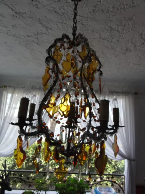 Spectacular early 1900's French amber crystal Bagues style chandelier