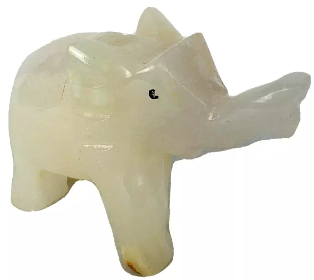 Hand Carved Quartz Marble Mini Elephant Miniature Figurine 3 in