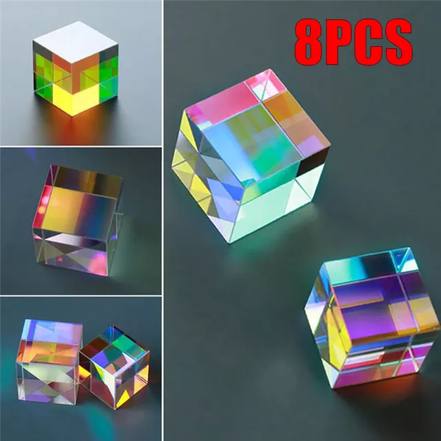 8PCS Optical Glass X-cube Dichroic Cube Prism RGB Combiner Splitter Novelty Gift