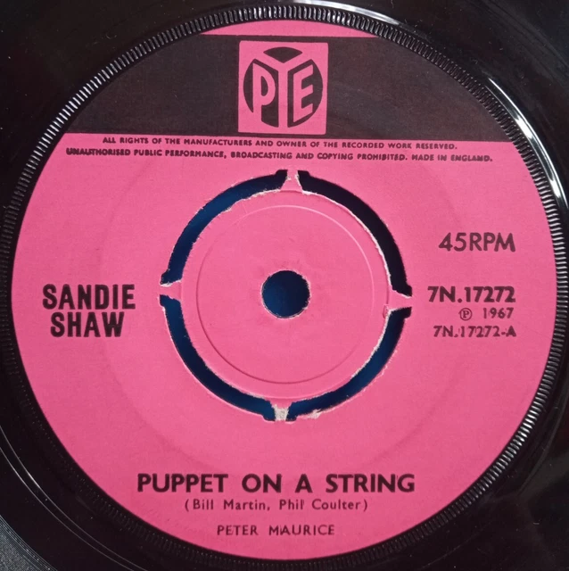 SANDIE SHAW PUPPET ON A STRING / TELL THE BOYS UK 7' vinyle single