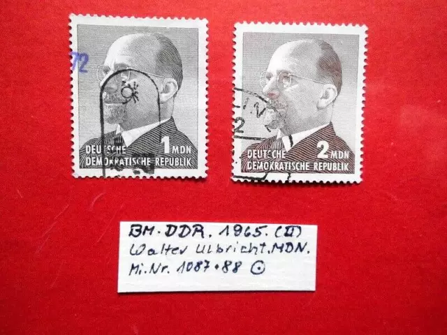 BM. Briefmarken DDR 1965 Walter Ulbricht (II) Mi. Nr. 1087 + 1088 o MDN-Ausgabe