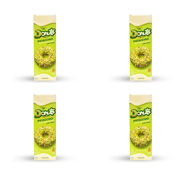 Cuorenero 3 Donuts al gusto Pistacchio, Senza glutine,pack da 4 X 111 gr