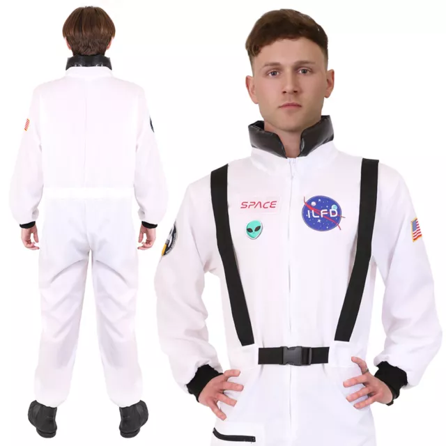 Adults Astronaut Costume Spaceman Flight Uniform Unisex Mens Ladies Fancy Dress