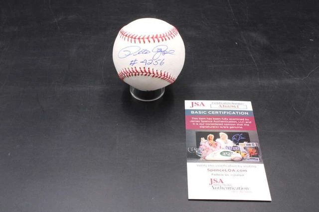 Pete Rose Signed Rawlings OML Baseball Inscribed 4256 Autograph JSA COA D8715