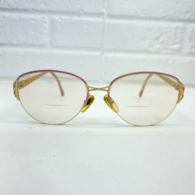 Christian Dior Eyeglasses Frames Gold Womens Half Rim 54-16 17526