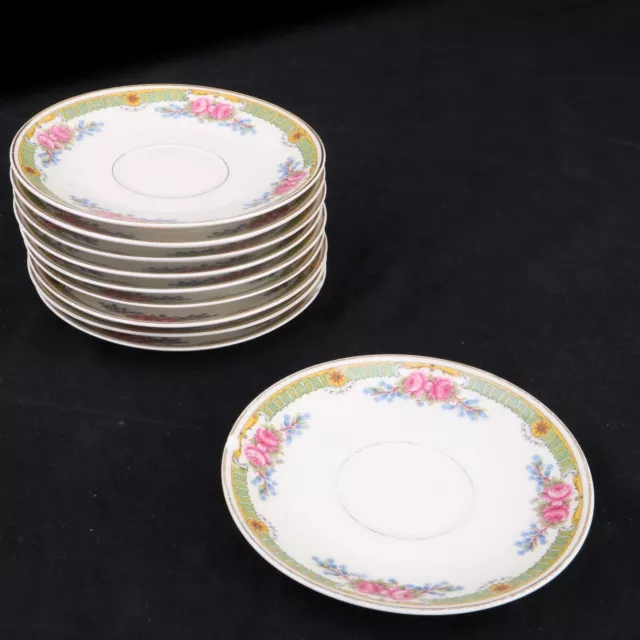 10 Saucers CH Field Haviland GOA Limoges France Pink Rose Gold