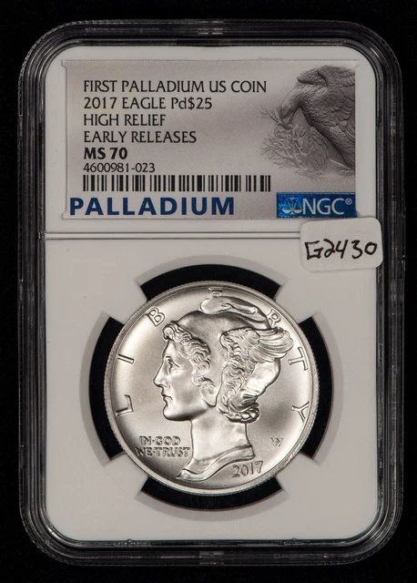 2017 $25 1 oz Palladium American Eagle - PQ - High Relief - NGC MS 70 - G2430