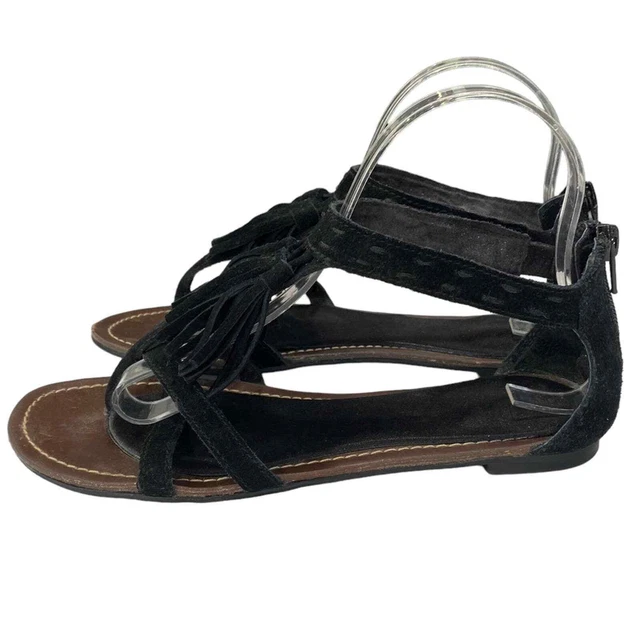MINNETONKA Black suede Kiltie fringe sandals size 8