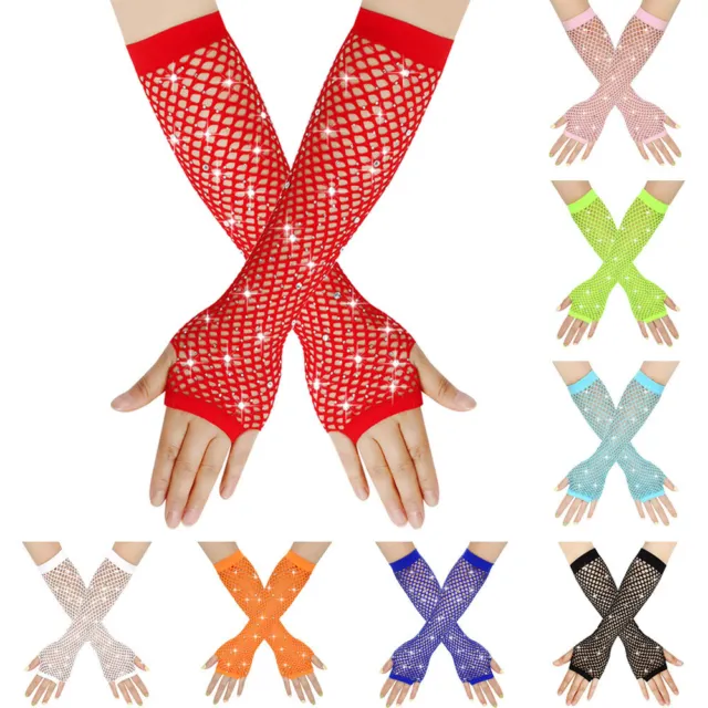 Lange Netzhandschuhe Für Damen Glänzende Fingerlose Handschuhe Sexy Punk E